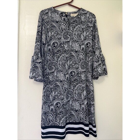 MICHAEL Michael Kors Dresses & Skirts - Michael Kors Women’s S Small Black White Paisley Dress Sheath Ruffle Sleeve